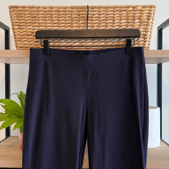 NWT Eileen Fisher Washable Stretch Crepe Mid-Rise Navy Knit Pull On Slim Pant, S - Picture 5 of 11